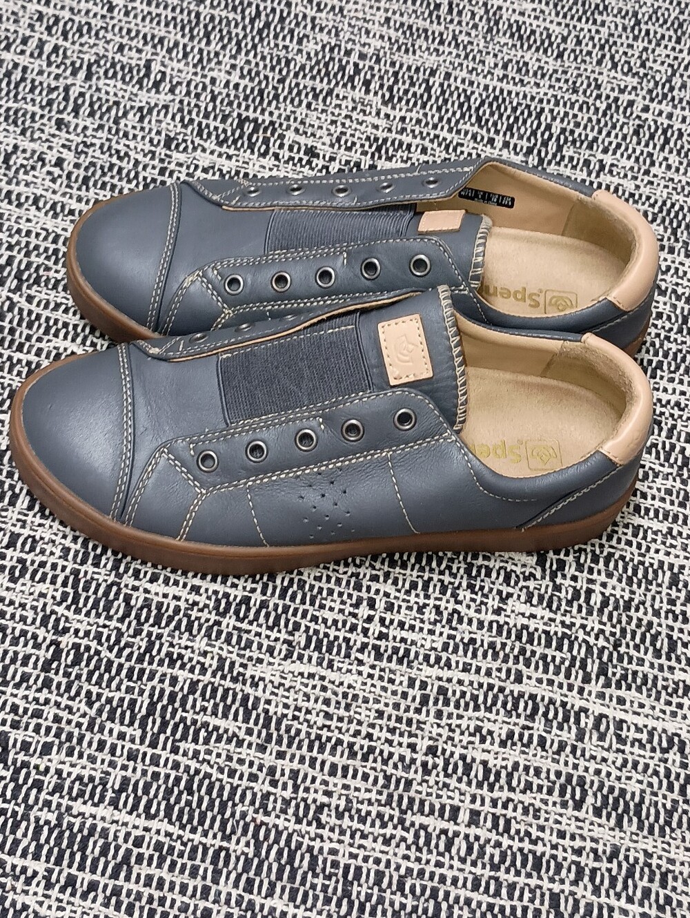 Spenco Malibu Lux Navy Slip-On Casual Sneakers with Tan Accents - Picture 6 of 10